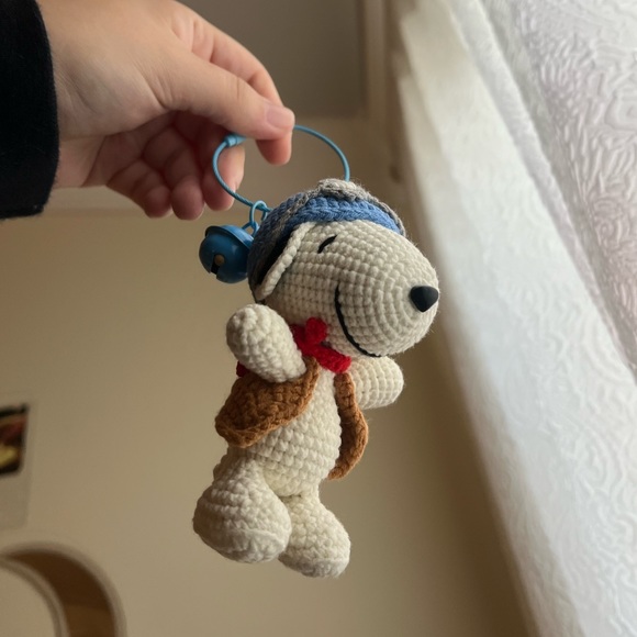 Peanuts Accessories - NEW Handmade Crocheted Flying Ace Snoopy Peanuts Keychain